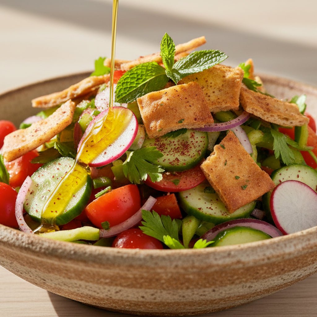 Fattoush Salat Rezept – Orientalischer Brotsalat mit Sumach - MANSURIS