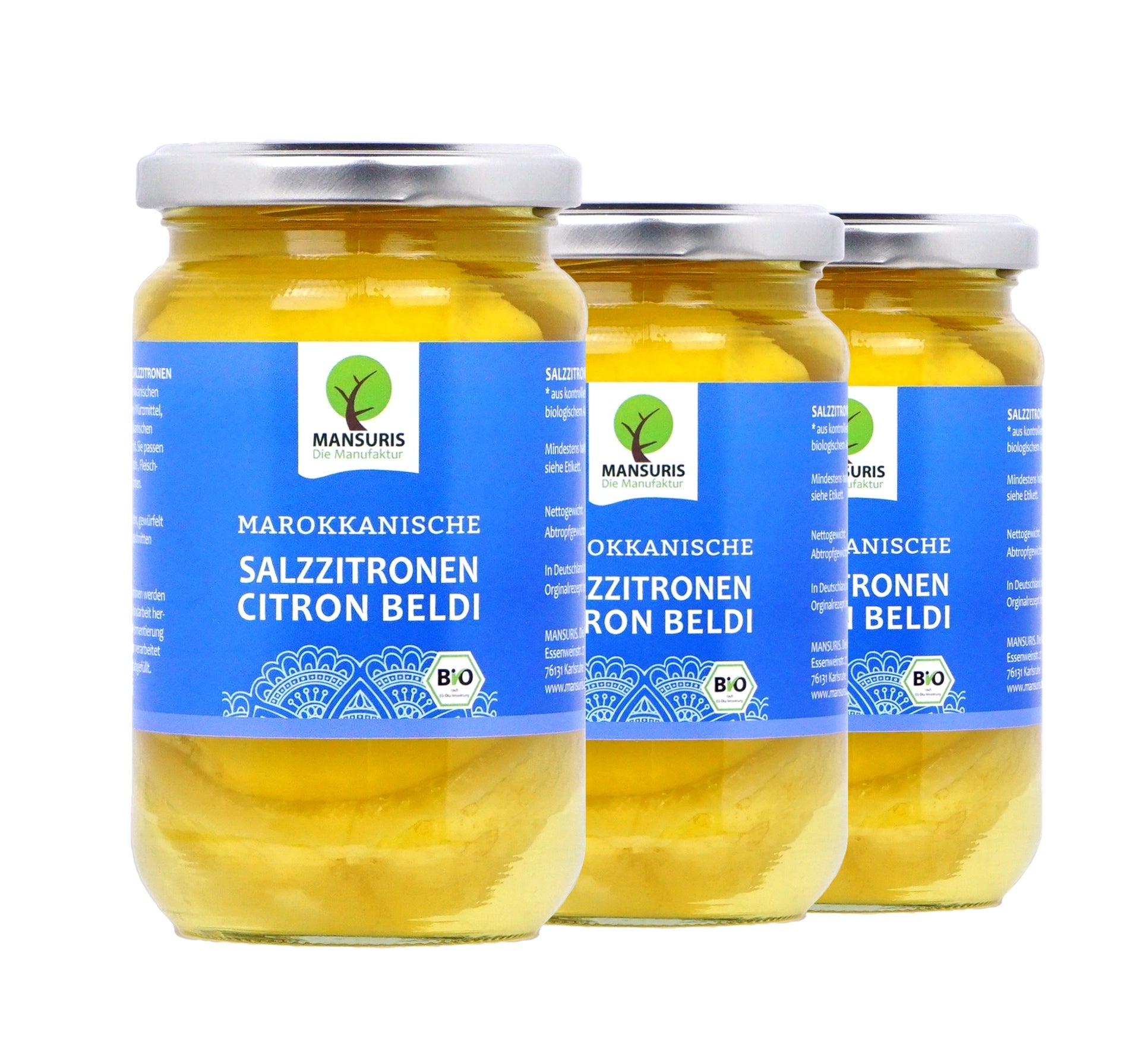 Bio Eingelegt Salzzitronen marokkanisch 3 x 180 g - MANSURIS