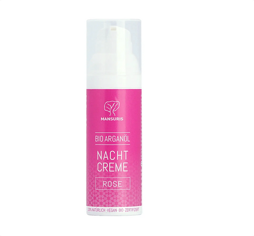 Bio Argan Nachtcreme Rose 30ml - Anti-Aging Gesichtspflege MANSURIS
