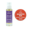 Argan Körperöl Lavendel 30ml + Shampoo Bar Orange - Lavenda 70g - MANSURIS